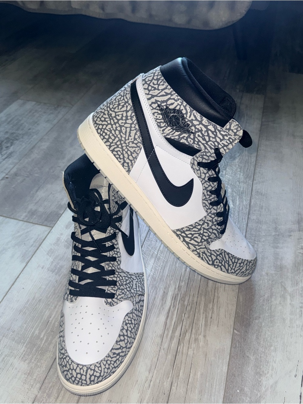 Nike Air Jordan 1 Retro High OG White Cement Elephant Print Men’s Size 18